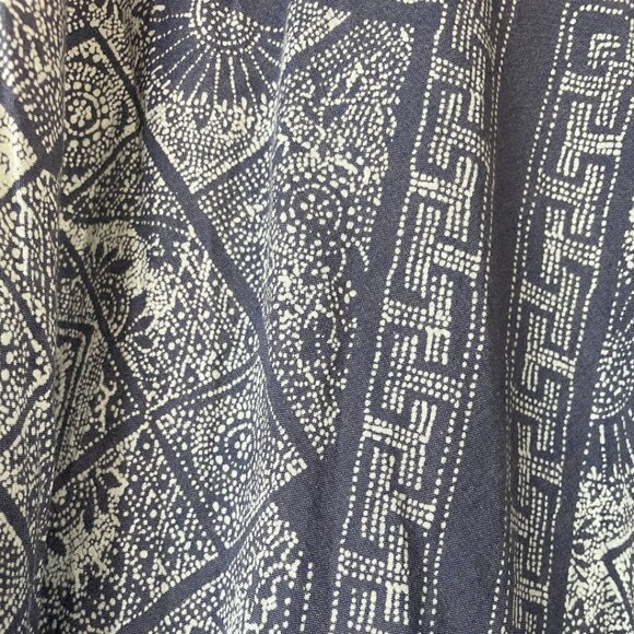 /eis/  I  Cotton Chambray Discharged Printed Indigo Wrap Skirt   I  One Size - Picture 3 of 8